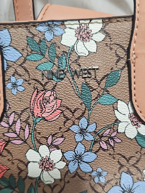 Nine West Floral Crossbody with Pink Trim - Picture 2 of 8